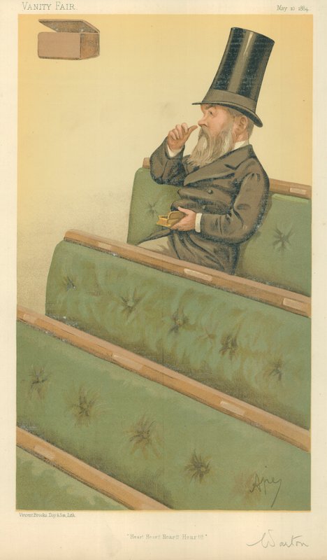 Mr Charles Nicholas Warton, Hear Hear Hear Hear, 10 mei 1884, Vanity Fair cartoon door Carlo Pellegrini