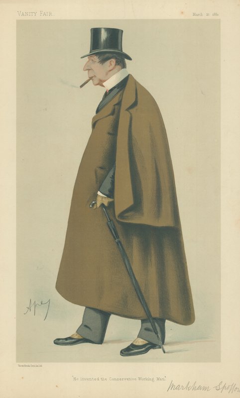 Mr Markham Spofforth, Hij vond de Conservatieve Werkende Man uit, 20 maart 1880, Vanity Fair cartoon door Carlo Pellegrini