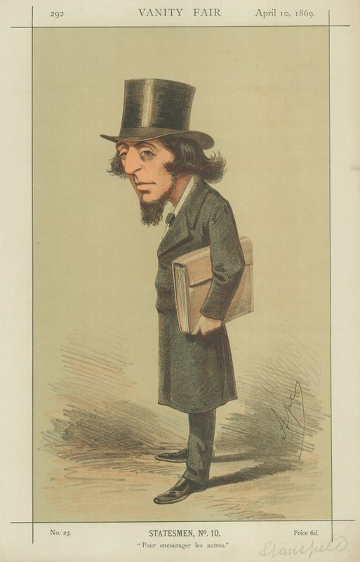 Rt Hon James Stansfeld, Pour encourager les autres, 10 april 1869, Vanity Fair cartoon door Carlo Pellegrini