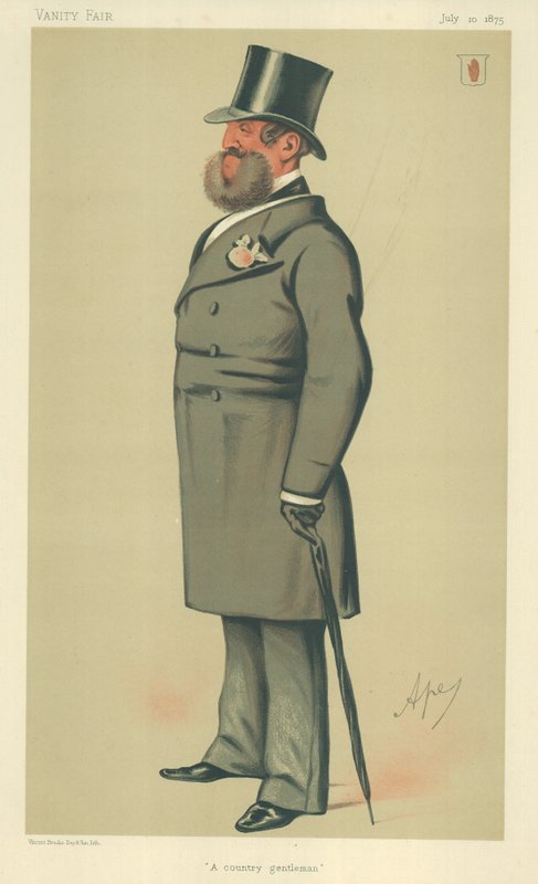 Sir Henry Josias Stracey, een landheer, 10 juli 1875, Vanity Fair cartoon door Carlo Pellegrini