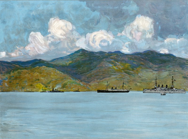 Onze Oorlogsschepen voor de Kust bij Santiago de Cuba, 3 juni 1898 door Carlton Theodore Chapman