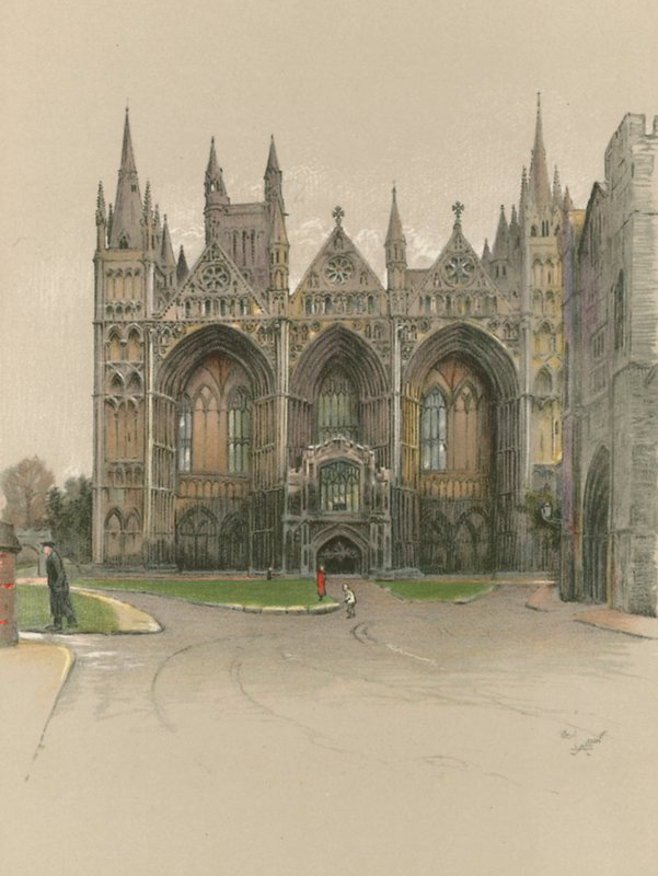 Kathedraal van Peterborough door Cecil Charles Windsor Aldin