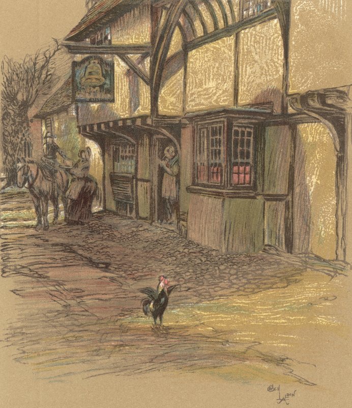 The Bell Inn, Waltham St Lawrence door Cecil Charles Windsor Aldin