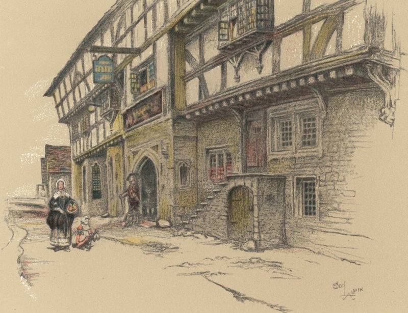 The George Inn, Norton St Philip door Cecil Charles Windsor Aldin