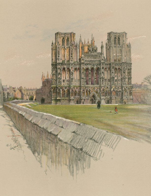 Kathedraal van Wells door Cecil Charles Windsor Aldin
