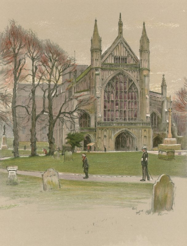 Winchester Kathedraal door Cecil Charles Windsor Aldin