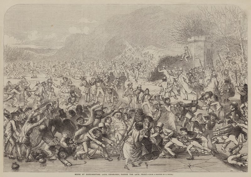 Scène bij Duddingstone Loch, Edinburgh, tijdens de Laatste Vorst door Charles Altamont Doyle