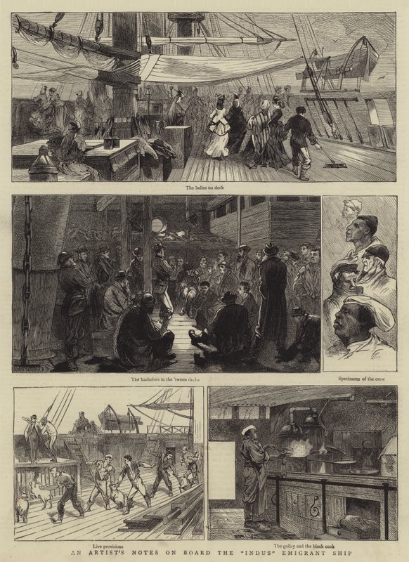 Aantekeningen van een Kunstenaar aan Boord van het Indus Emigrantenschip door Charles Auguste Loye