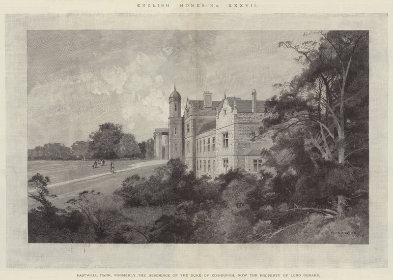 Eastwell Park, voormalig de residentie van de hertog van Edinburgh, nu het eigendom van Lord Gerard door Charles Auguste Loye