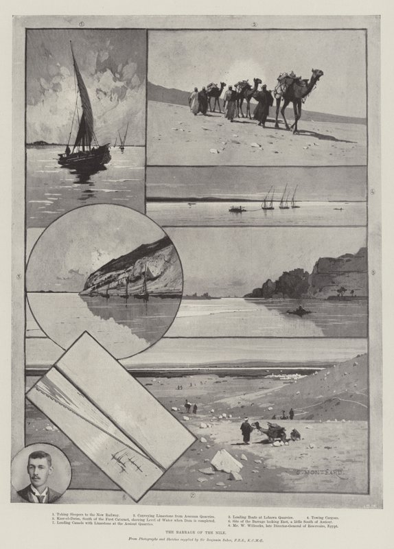 De stuwdam van de Nijl door Charles Auguste Loye
