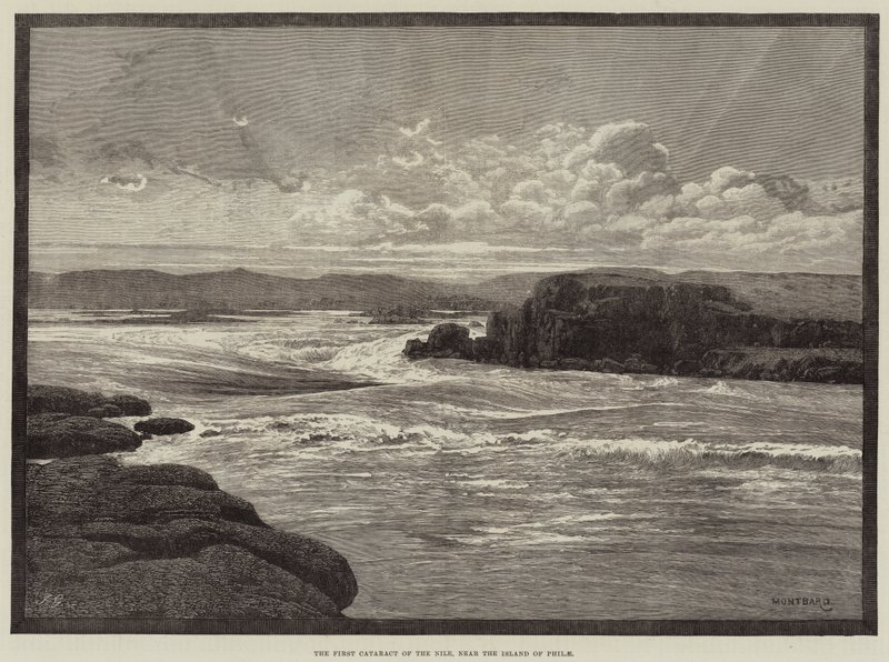 De Eerste Cataract van de Nijl, nabij het eiland Philae door Charles Auguste Loye