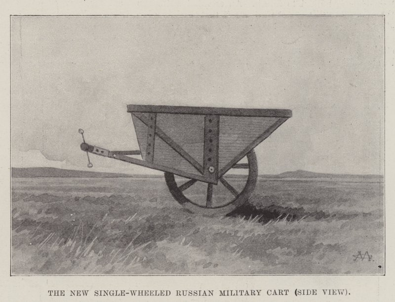 De Nieuwe Eenwielige Russische Militaire Kar, Zijaanzicht door Charles Auguste Loye