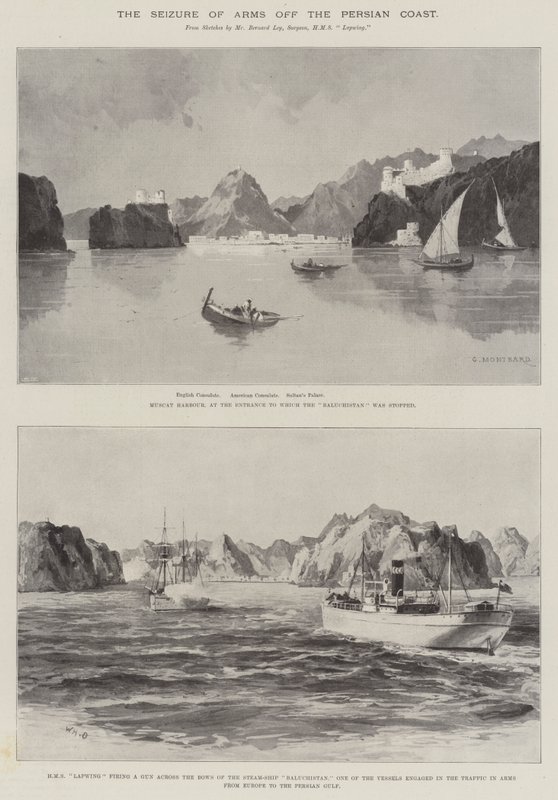 De inbeslagname van wapens aan de Perzische kust door Charles Auguste Loye