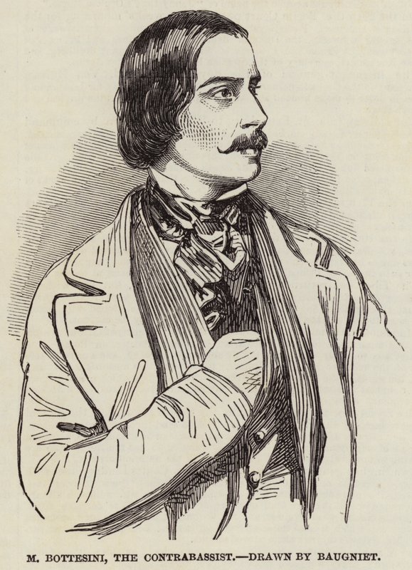 M Bottesini, de contrabassist door Charles Baugniet