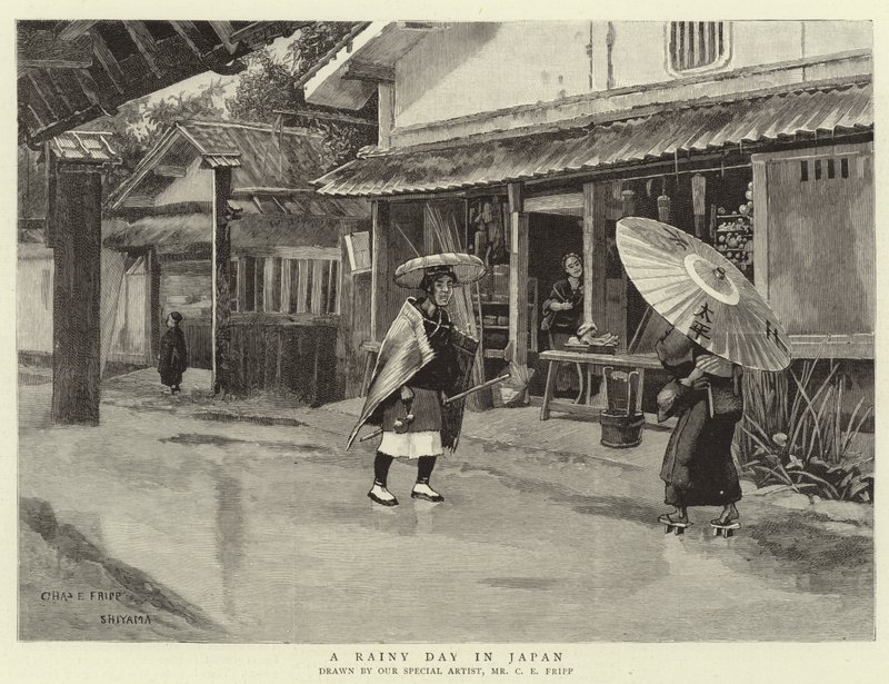 Een Regenachtige Dag in Japan door Charles Edwin Fripp