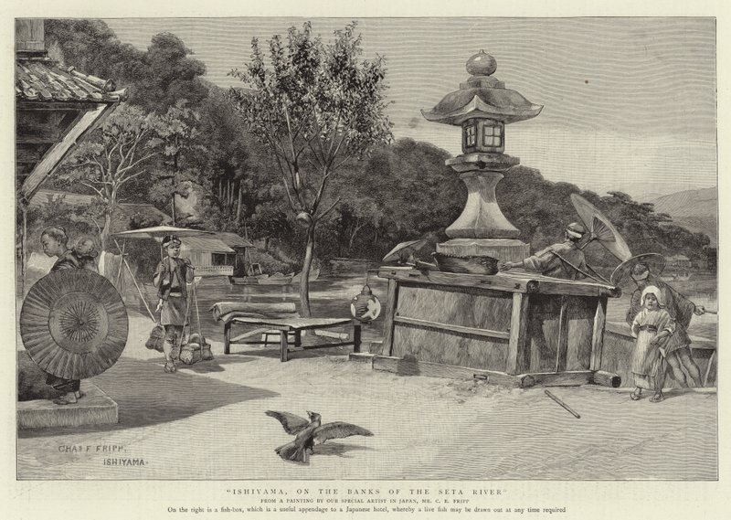 Ishiyama, aan de Oevers van de Seta Rivier door Charles Edwin Fripp
