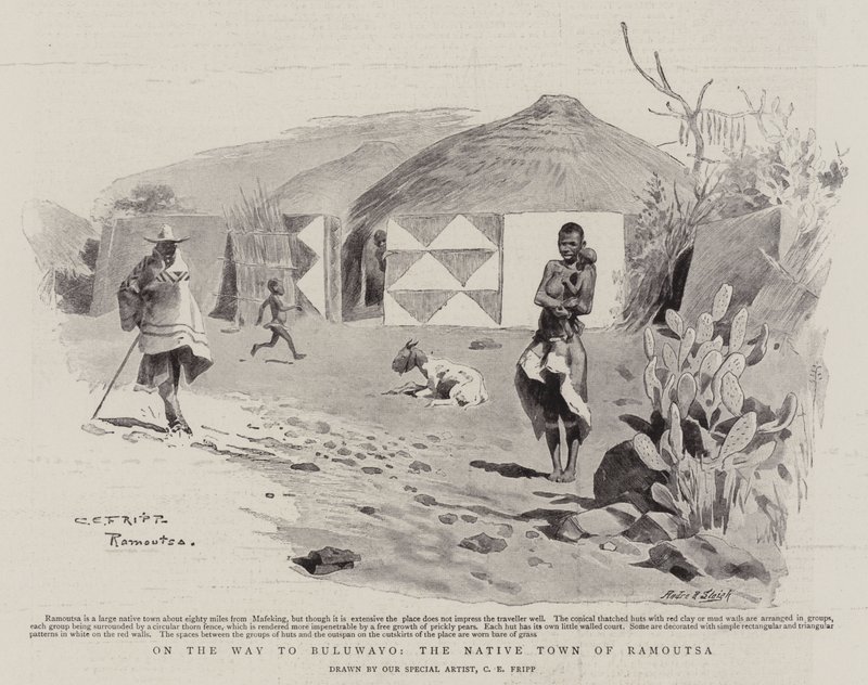 Op Weg naar Buluwayo, de Inheemse Stad Ramoutsa door Charles Edwin Fripp