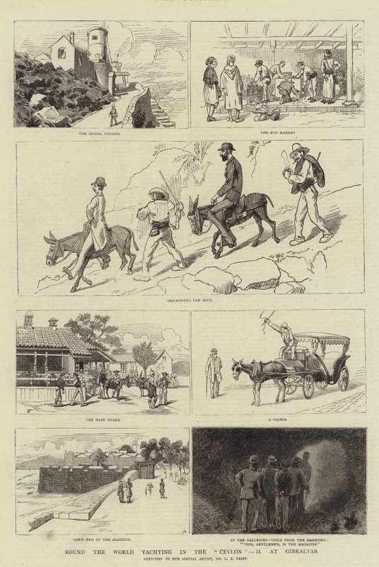 Wereldreis zeilen in de Ceylon, II bij Gibraltar door Charles Edwin Fripp