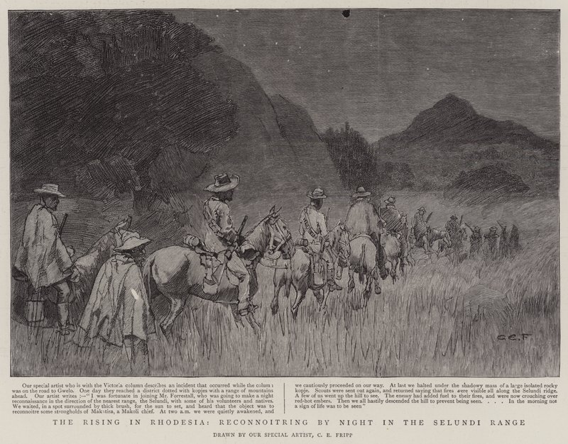 De Opstand in Rhodesië, Verkenning bij Nacht in de Selundi Range door Charles Edwin Fripp