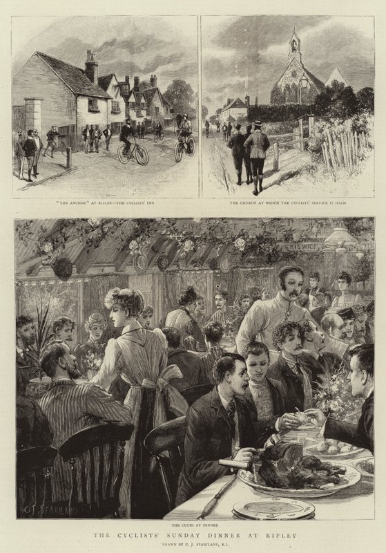 Het zondagdiner van de fietsers in Ripley door Charles J. Staniland