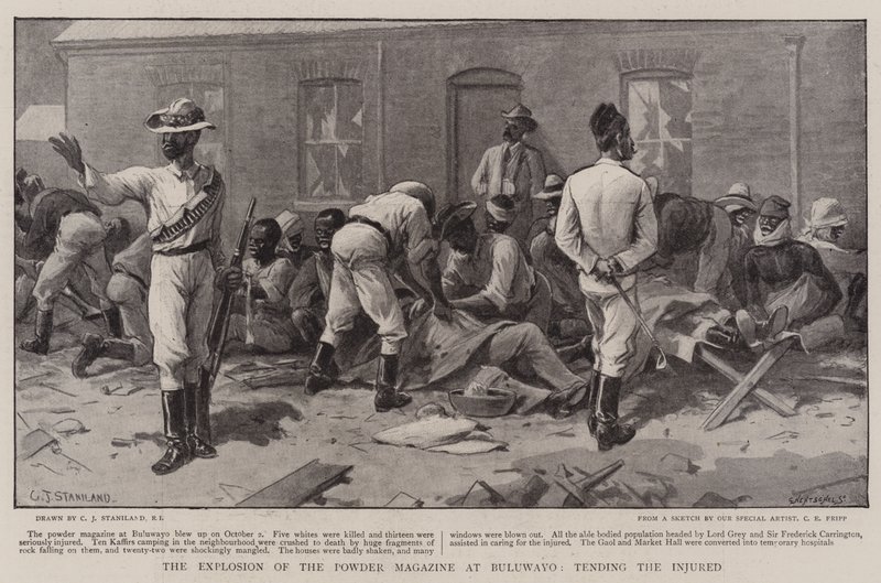 De Explosie van het Kruitmagazijn in Buluwayo, Verzorging van de Gewonden door Charles J. Staniland
