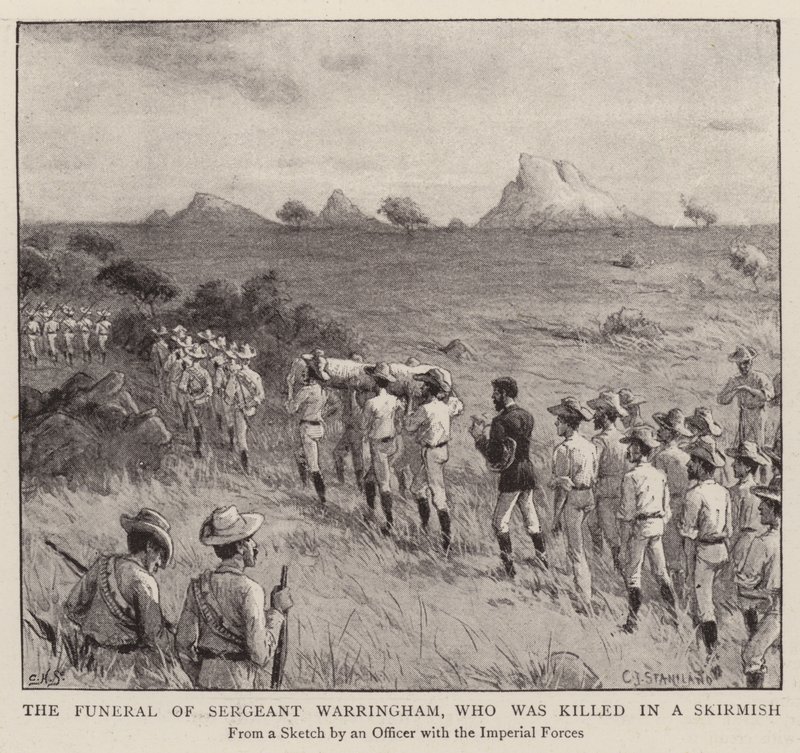 De Begrafenis van Sergeant Warringham, die werd gedood in een Schermutseling door Charles J. Staniland
