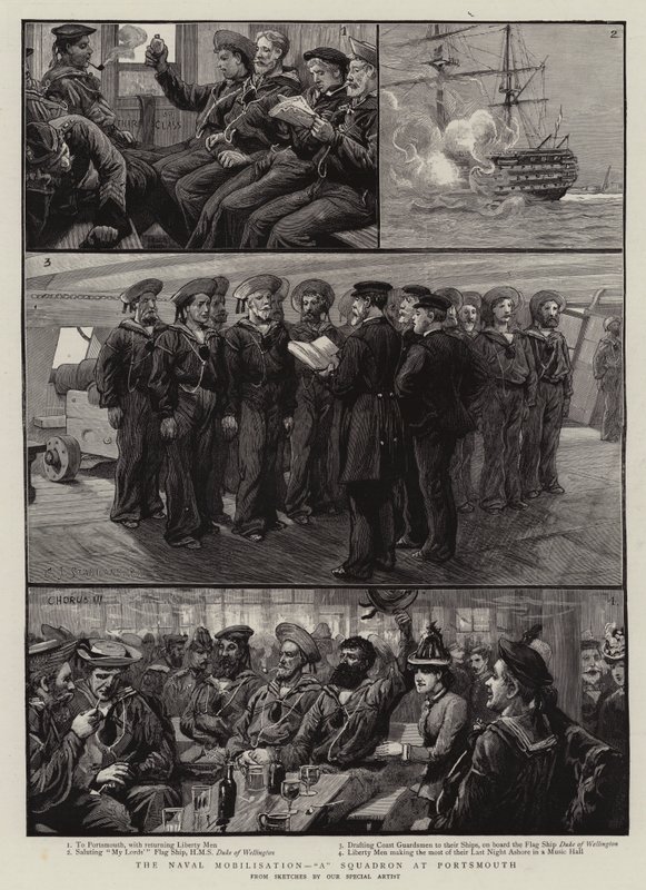 De maritieme mobilisatie, een squadron in Portsmouth door Charles J. Staniland