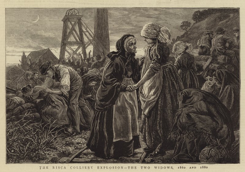 De Risca mijnramp, de twee weduwen, 1860 en 1880 door Charles J. Staniland
