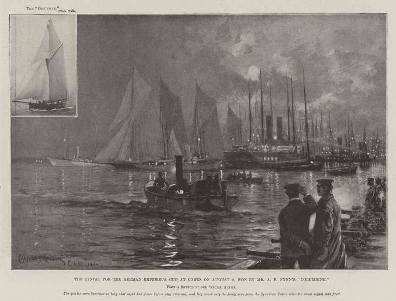 De finish voor de Duitse keizerbeker in Cowes op 8 augustus, gewonnen door Mr A F Fynn