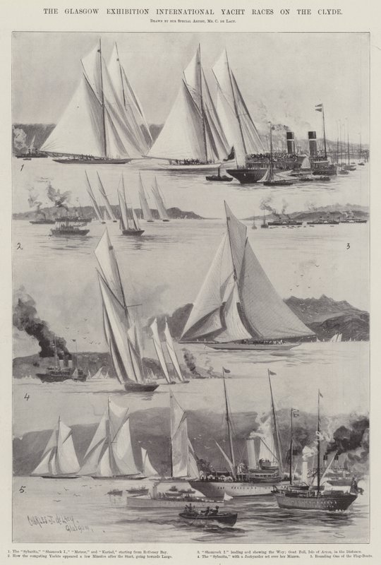 De Glasgow Exhibition International Yacht Races op de Clyde door Charles John de Lacy