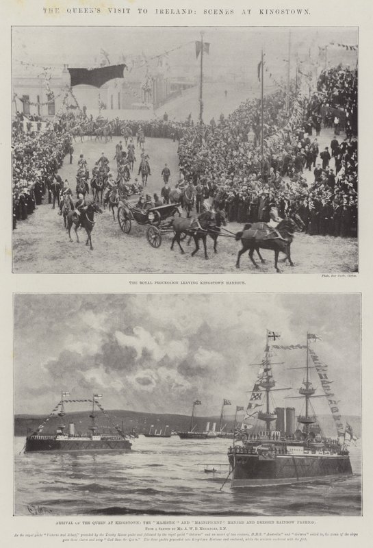 Het Bezoek van de Koningin aan Ierland, Scènes in Kingstown door Charles John de Lacy