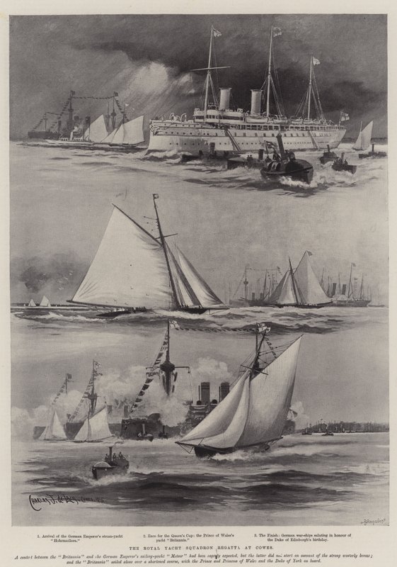 De Regatta van de Royal Yacht Squadron in Cowes door Charles John de Lacy