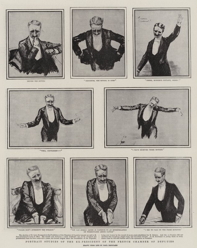 Portretstudies van de ex-president van de Franse Kamer van Afgevaardigden door Charles Paul Renouard
