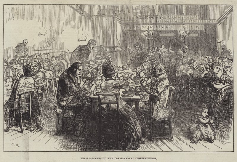 Vermaak voor de Clare-Market straatverkopers door Sir John Charles Robinson