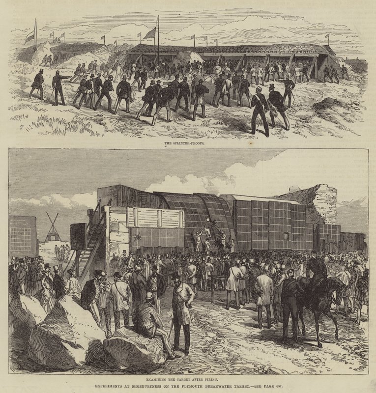 Experimenten bij Shoeburyness op het Plymouth Breakwater Doelwit door Sir John Charles Robinson