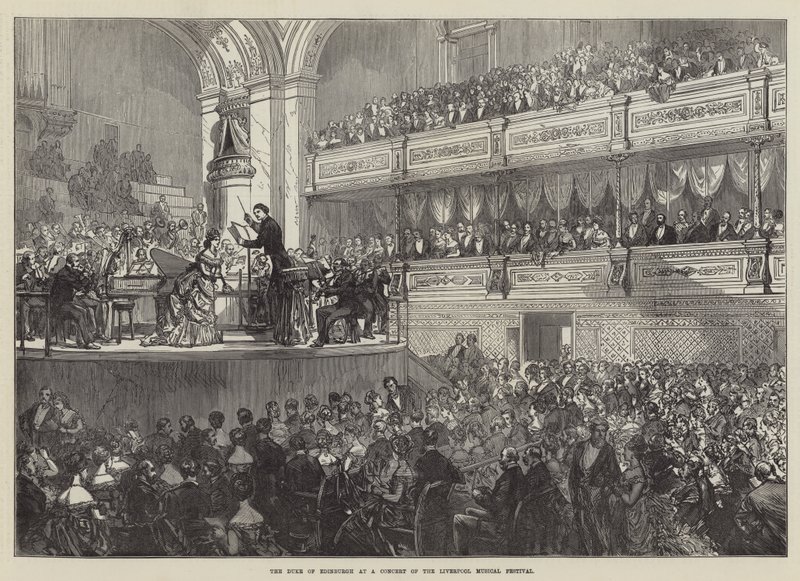 De Hertog van Edinburgh bij een Concert van het Liverpool Muziekfestival door Sir John Charles Robinson