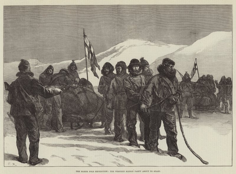 De Noordpool Expeditie, de Westelijke Sledge Party op het punt om te vertrekken door Sir John Charles Robinson