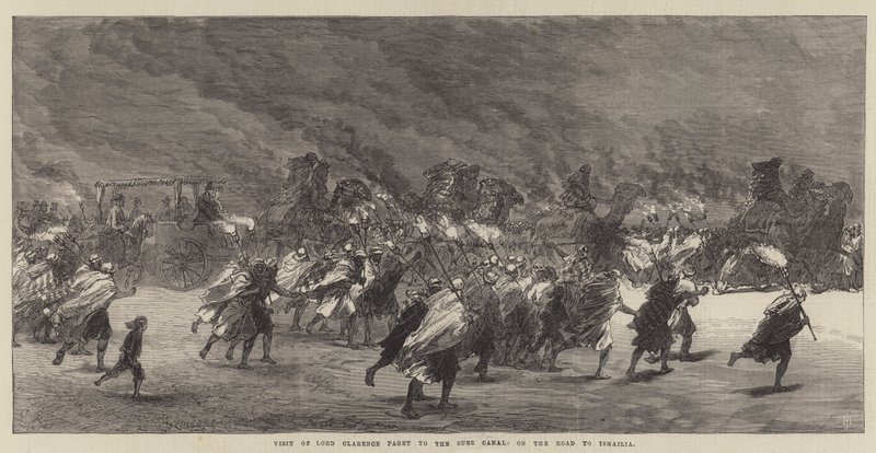 Bezoek van Lord Clarence Paget aan het Suezkanaal, op weg naar Ismailia door Sir John Charles Robinson