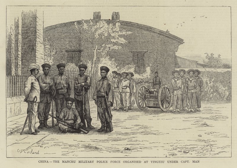 China, de Manchu militaire politie georganiseerd in Yingtzu onder kapitein Man door Charles Trevor Garland