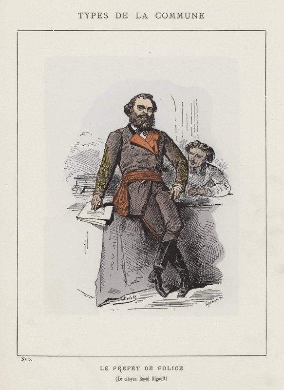 De prefect van politie, de burger Raoul Rigault door Charles Albert d Arnoux Bertall