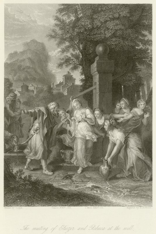 De ontmoeting van Eliezer en Rebecca bij de bron door Charles Antoine Coypel