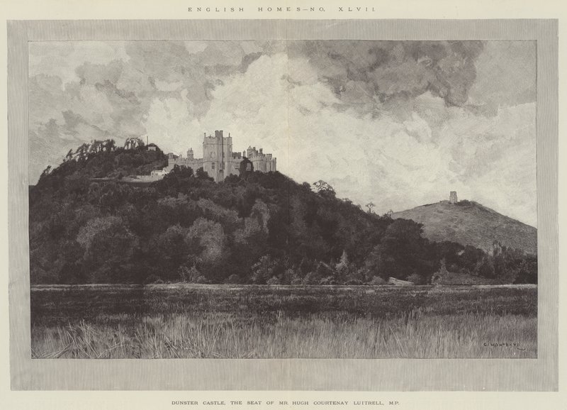 Dunster Castle, de Zetel van de Heer Hugh Courtenay Luttrell, MP door Charles Auguste Loye
