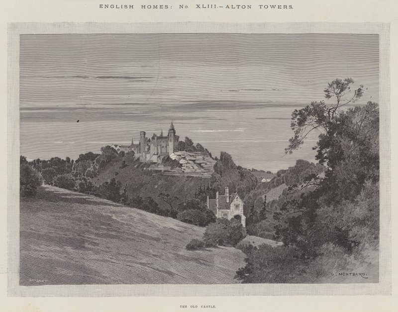 Engelse huizen, Alton Towers, het oude kasteel door Charles Auguste Loye