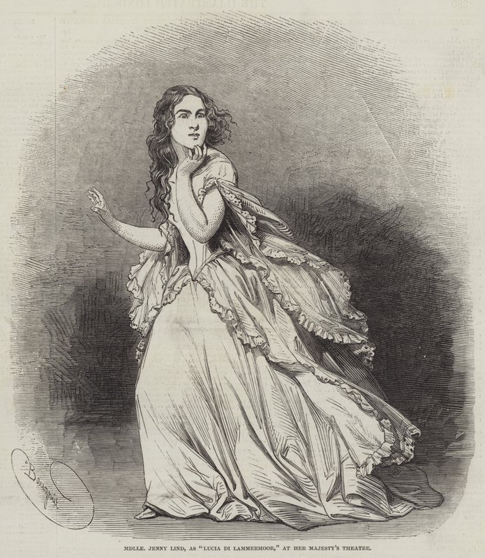 Mademoiselle Jenny Lind, als Lucia di Lammermoor, in Her Majesty