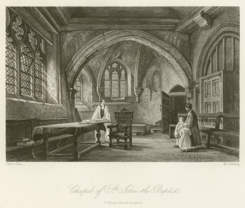 Kapel van St Johannes de Doper, St Marys Kerk Guildford door Charles Claude Pyne