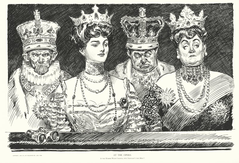 In de Opera, Als de Vrouwen Kronen Dragen, waarom Zouden de Mannen dat Niet Doen? door Charles Dana Gibson