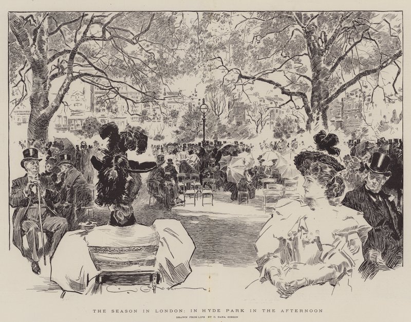 Het seizoen in Londen, in Hyde Park in de middag door Charles Dana Gibson