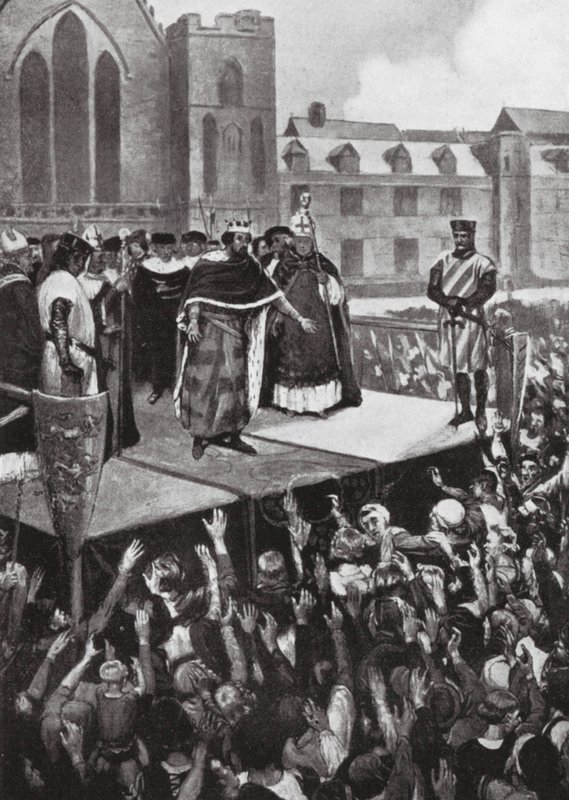 Edward I spreekt zijn onderdanen toe door Charles Daniel Ward