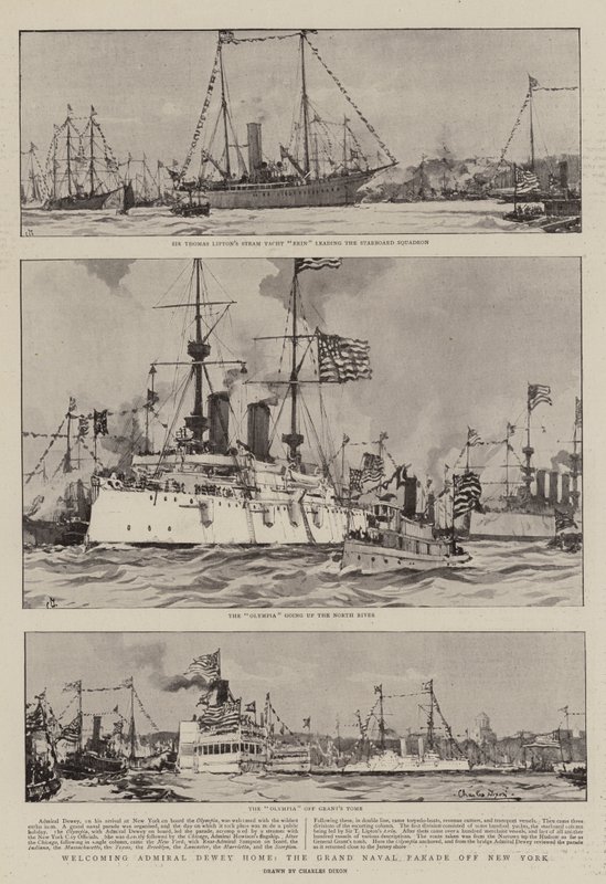 Admiral Dewey Thuis Verwelkomen, de Grote Marineparade bij New York door Charles Edward Dixon