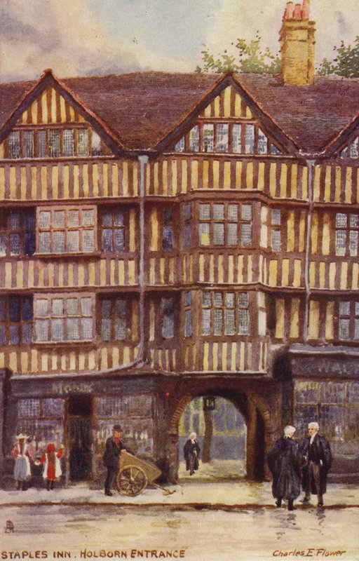 Staples Inn, Holborn Ingang, Londen door Charles Edwin Flower